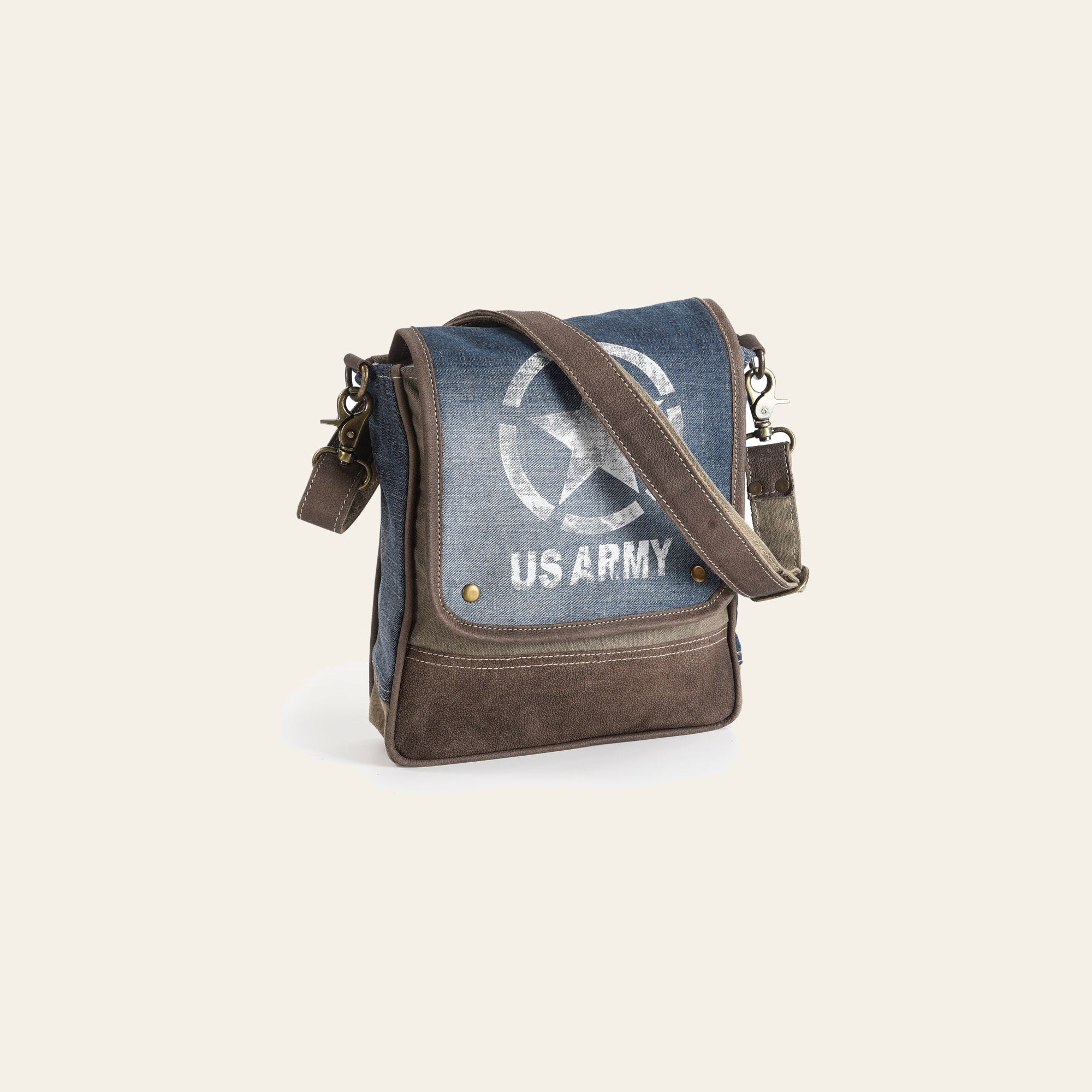 OHLAY Cross Body Upcycled Canvas 100% Cotton Denim Genuine Leather Women Bag Western Handbag Purse | for Womens Summer