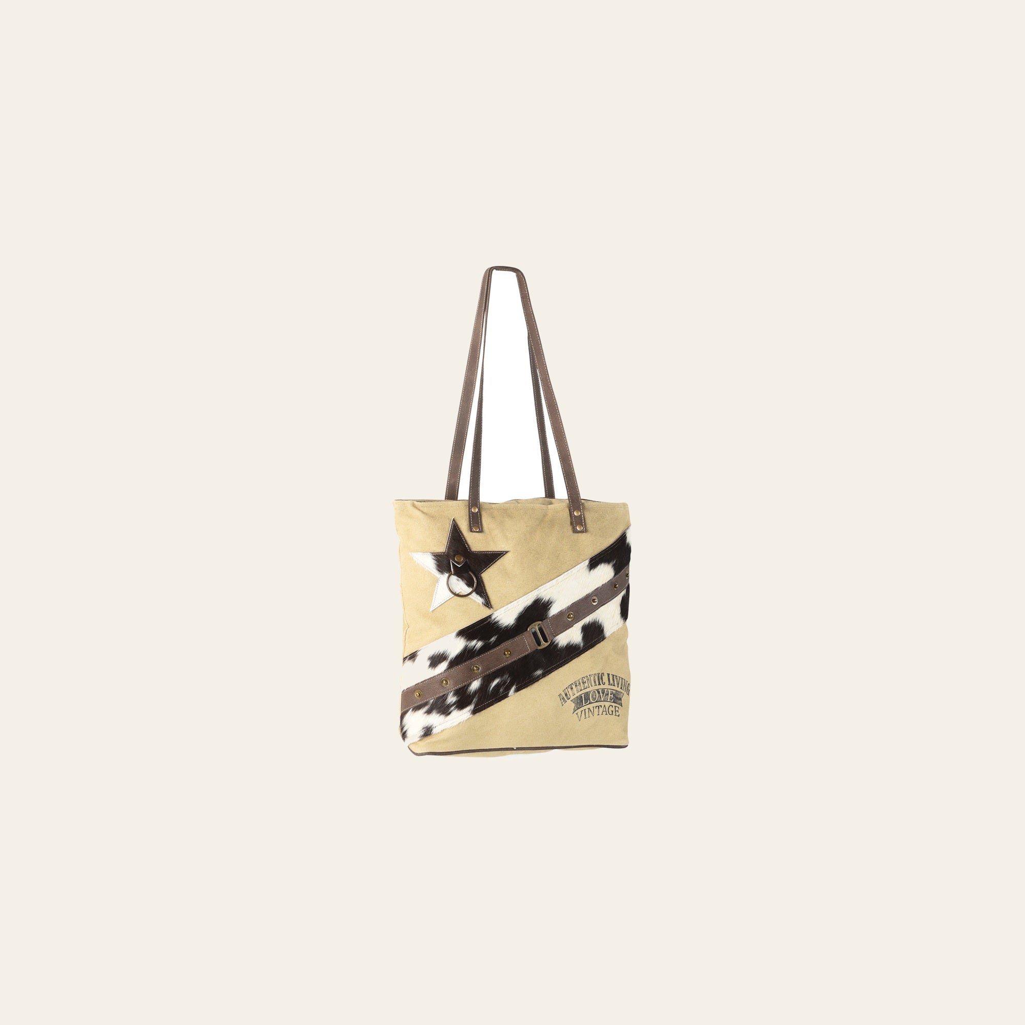 OHLAY KB578 TOTE Upcycled Canvas Hair-on Genuine Leather women bag western handbag purse