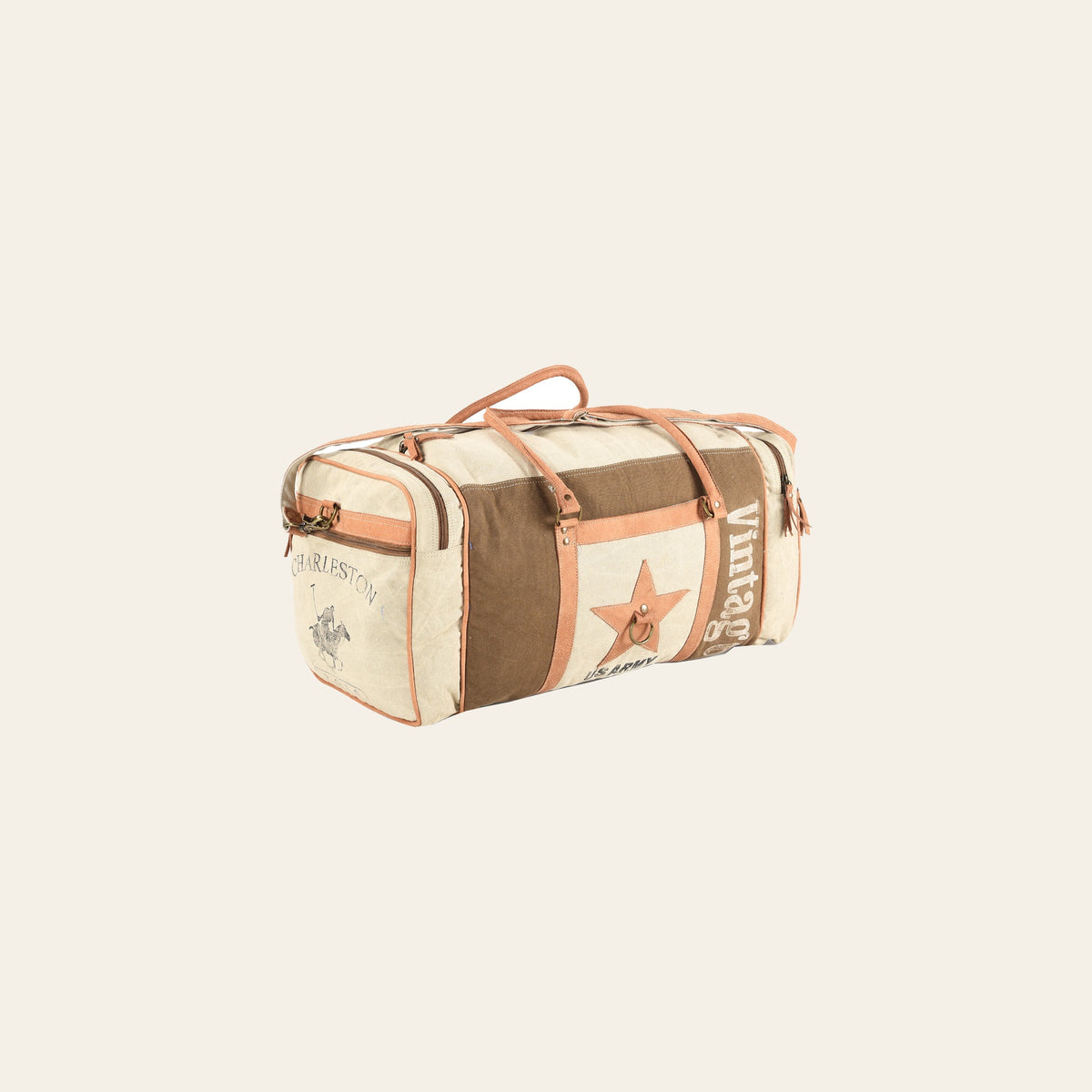 OHLAY Duffel Bag Leather and Upcycled Canvas Ladies | Women Western Handbag Belt for Duffel Womens Summer