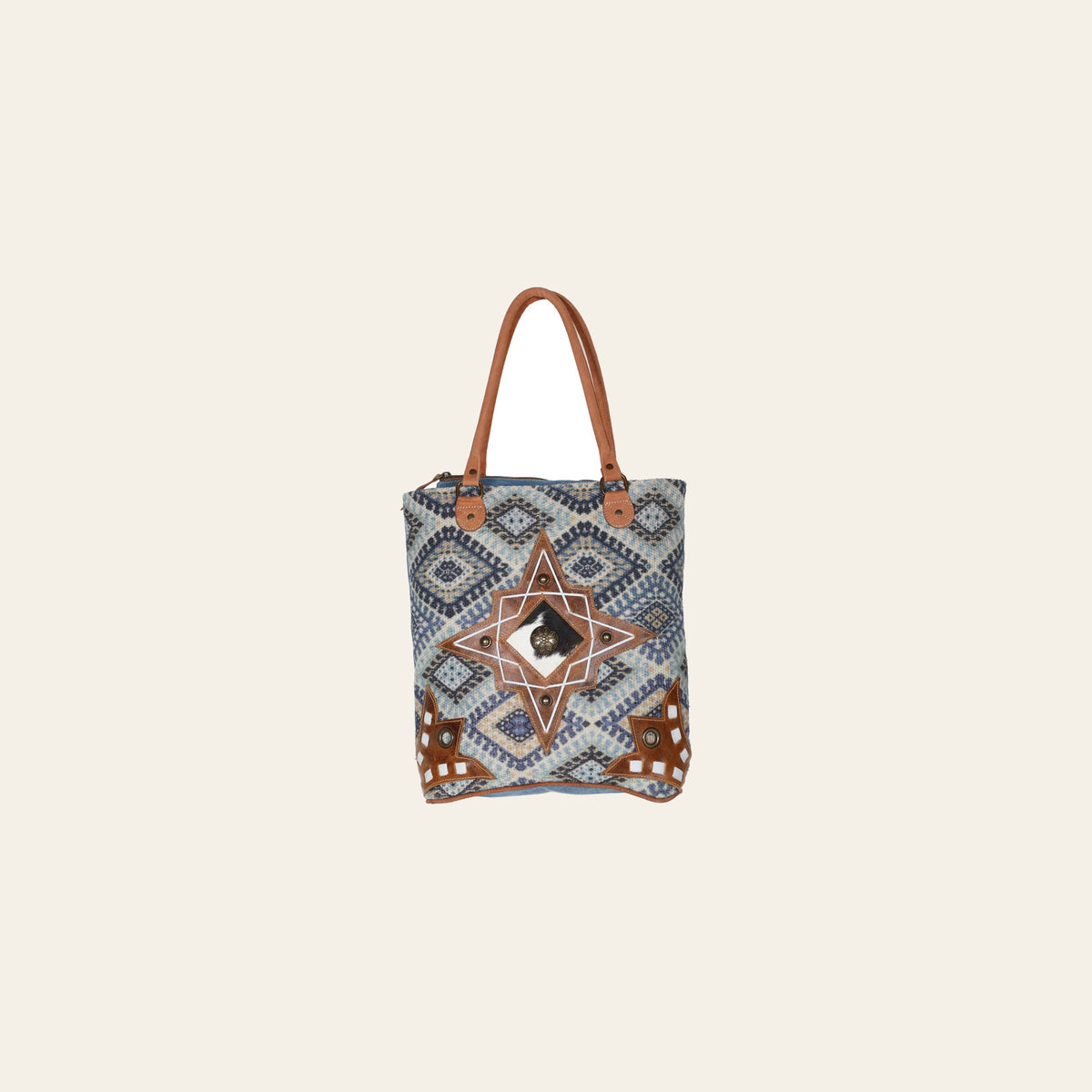 OHLAY KB589 TOTE Upcycled Canvas Hair-on Genuine Leather women bag western handbag purse