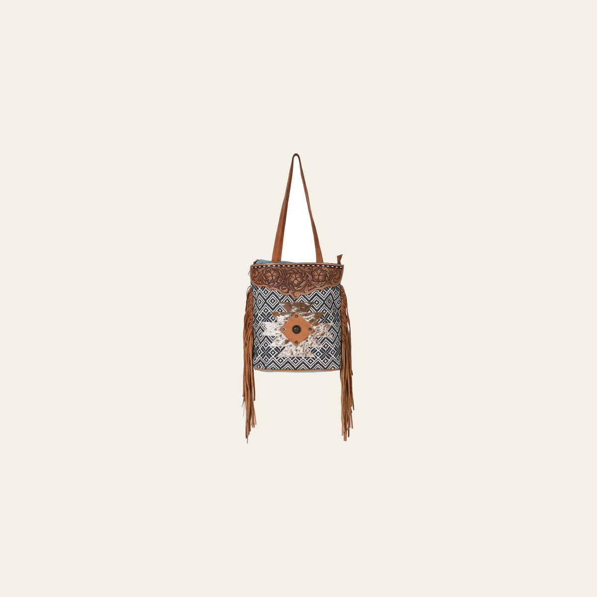 OHLAY KB605 TOTE Hand Tooled Upcycled Wool Hair-on Genuine Leather women bag western handbag purse