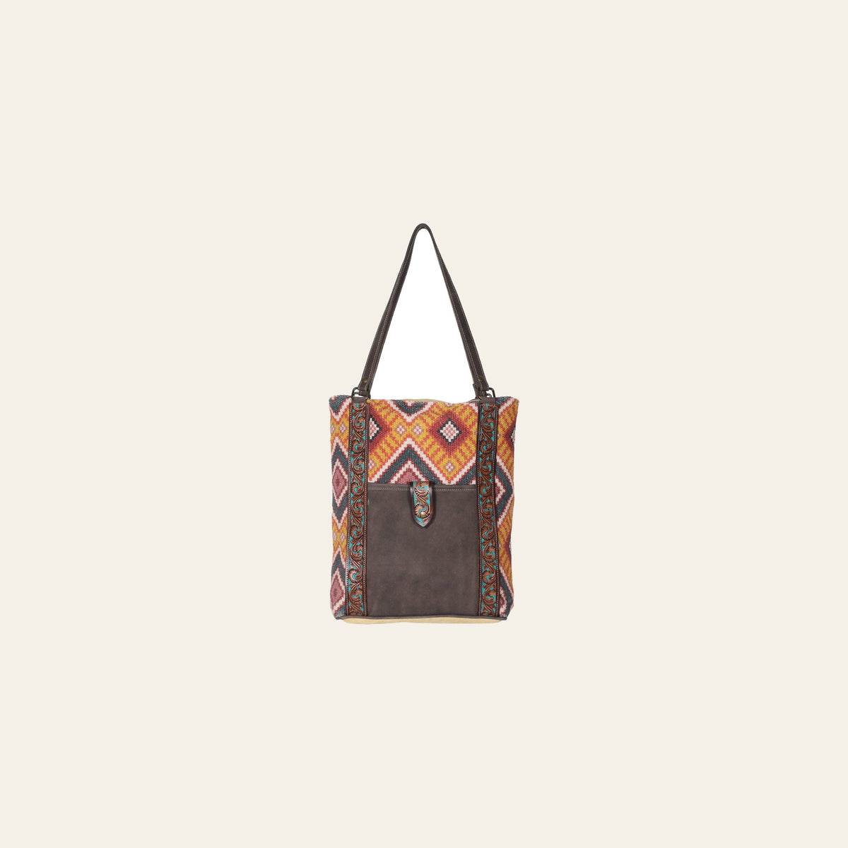 OHLAY KB620 TOTE Hand Tooled Upcycled Wool Canvas Genuine Leather women bag western handbag purse