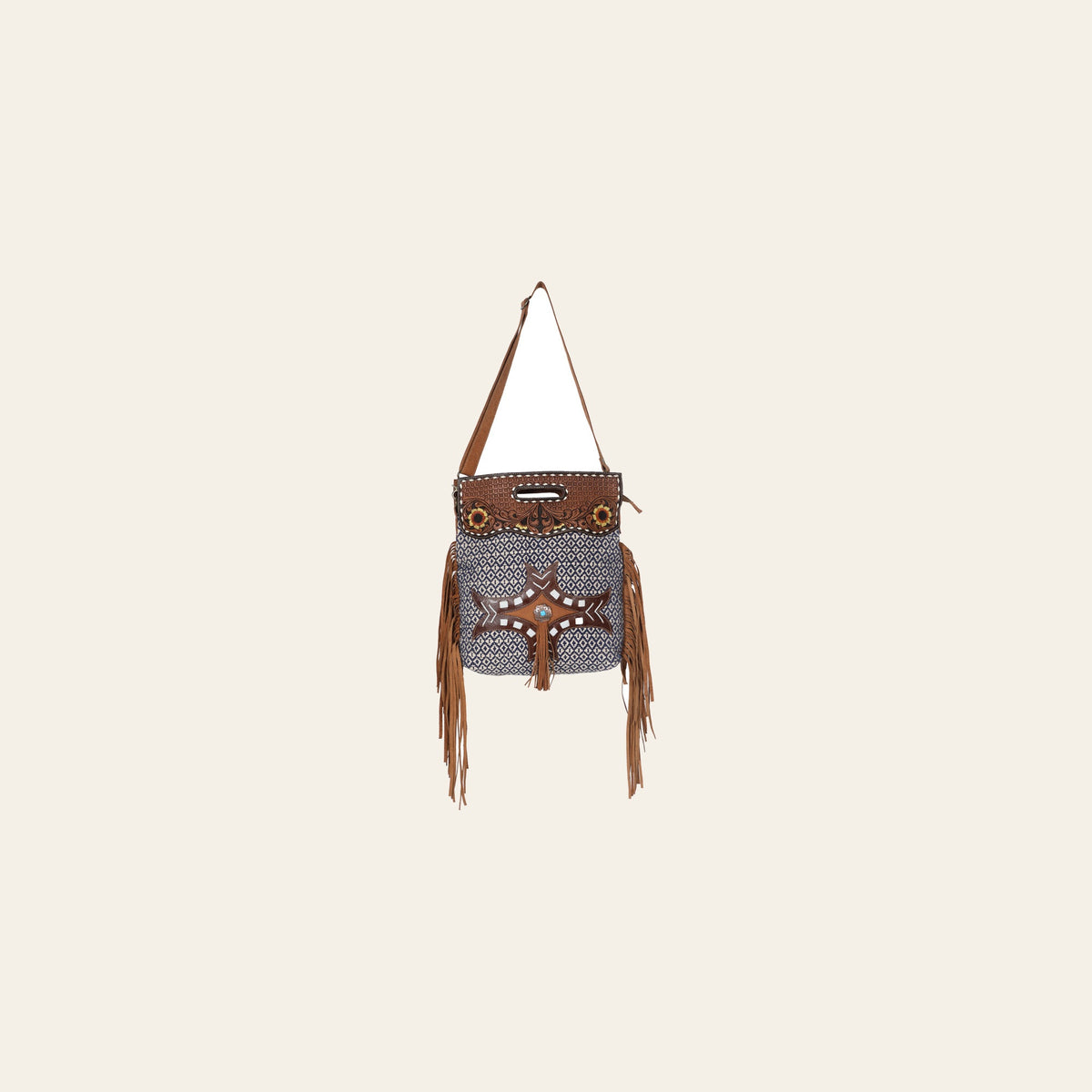 OHLAY KB628 TOTE Hand Tooled Upcycled Wool Canvas Genuine Leather women bag western handbag purse