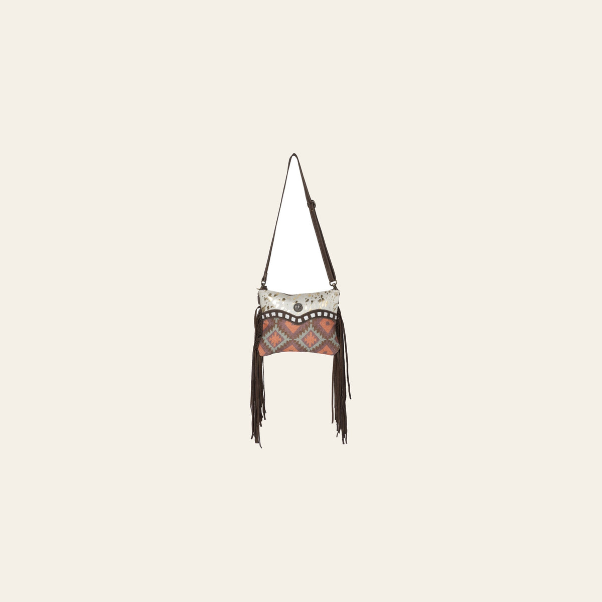 OHLAY Cross Body Upcycled Canvas Hair-On Genuine Leather Women Bag Western Handbag | Womens Handbags Belt for Summer
