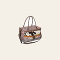 OHLAY Duffel Hand Tooled Upcycled Canvas Embossed Hair-On Genuine Leather Women Bag Western Handbag Purse | for Womens Summer