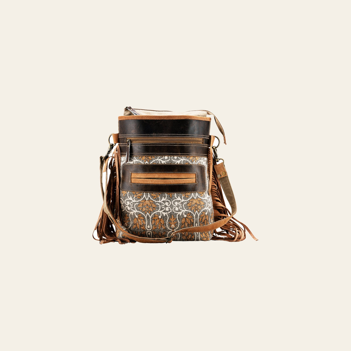 OHLAY Cross Body Upcycled Wool Canvas Genuine Leather Women Bag Western Handbag Purse | Womens Handbags Belt for Summer
