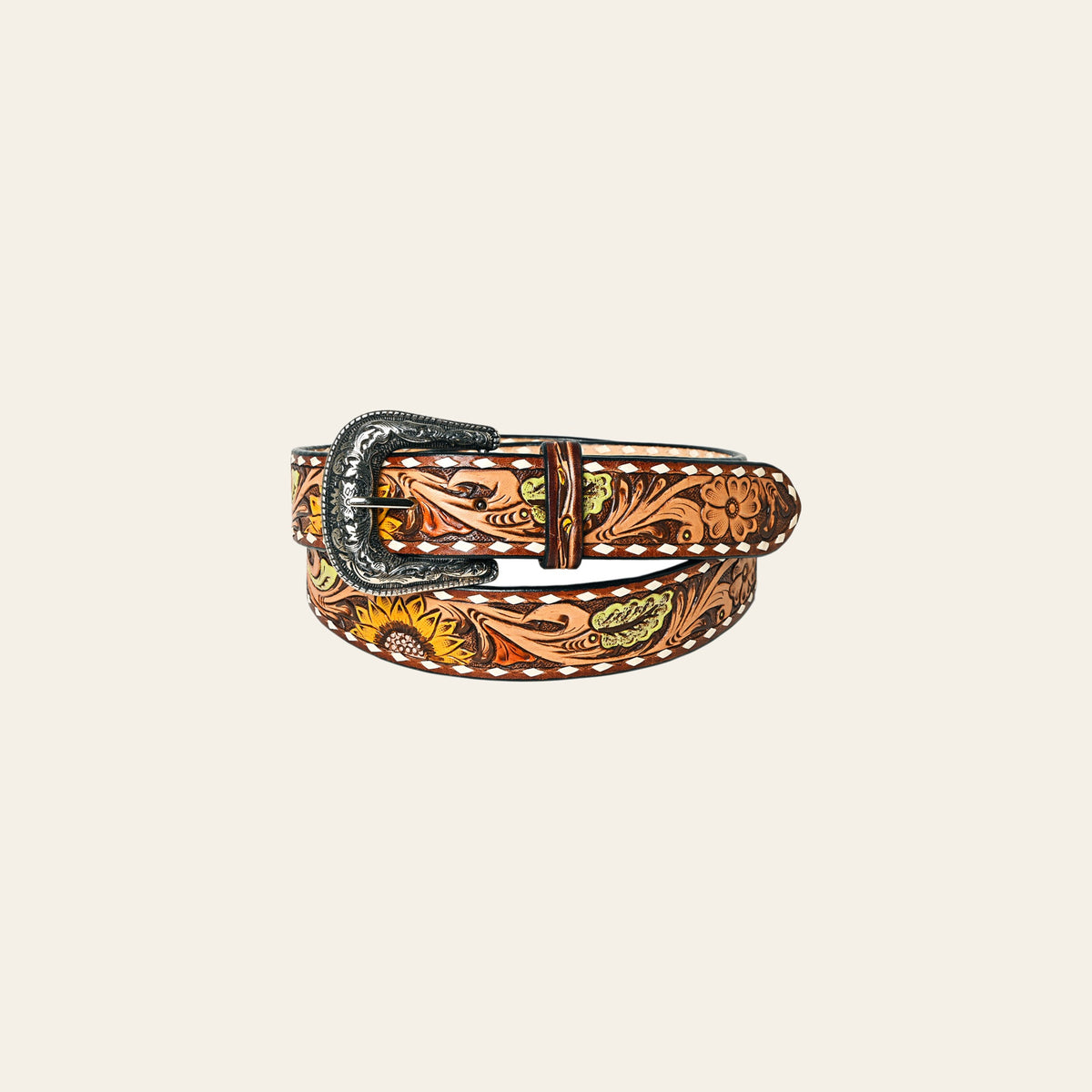 KBBTF102 OHLAY BEAUTIFULLY HAND TOOLED GENUINE AMERICAN LEATHER BELT MEN AND WOMEN