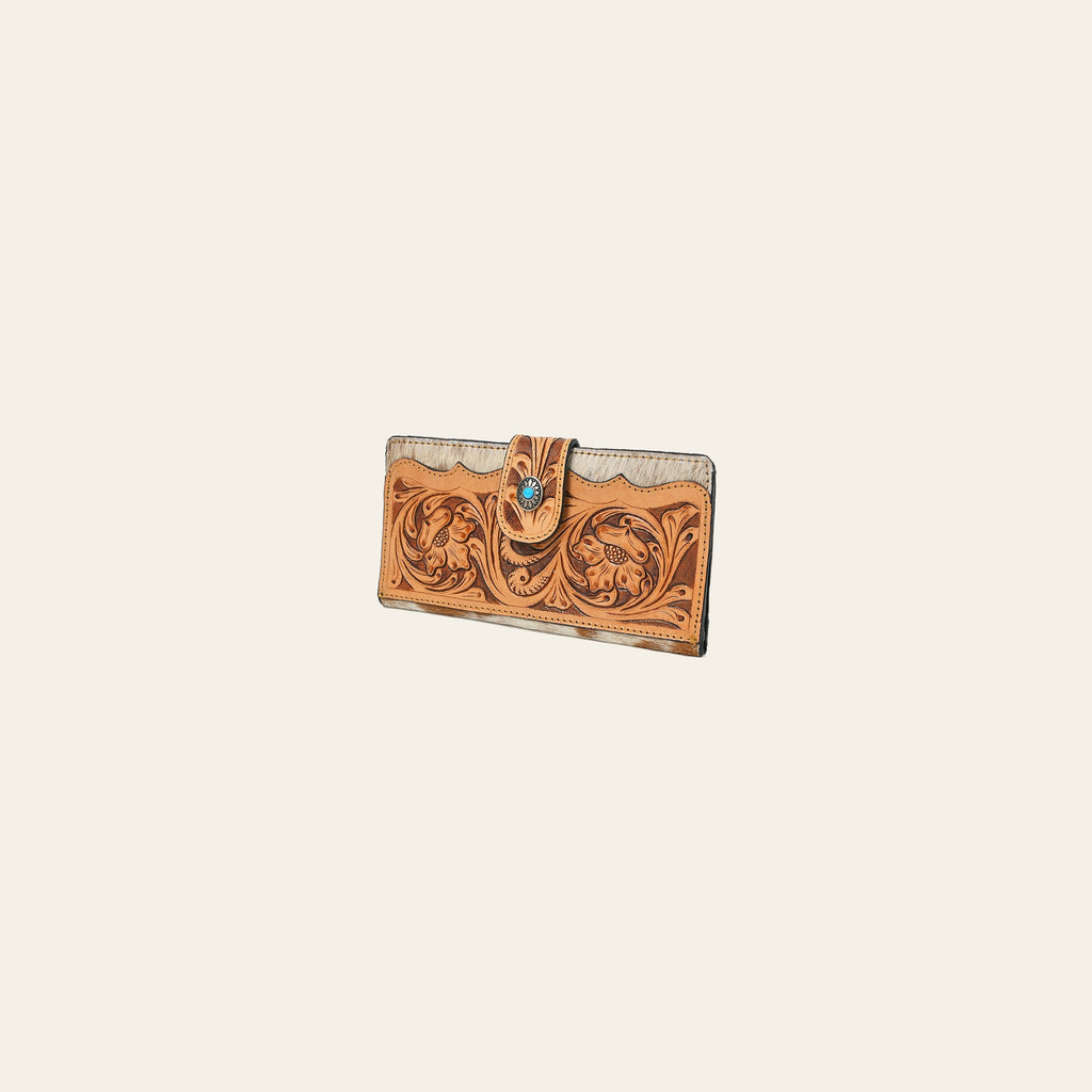 OHLAY Coin Purse Hand Tooled Hair-On Genuine Leather Women Bag Western Handbag | for Cute