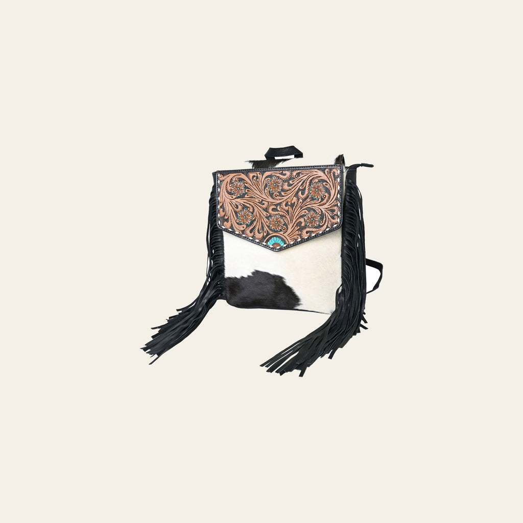 OHLAY Backpack Hand Tooled Upcycled Canvas Hair-On Genuine Leather Women Bag Western Handbag Purse Womens Handbags