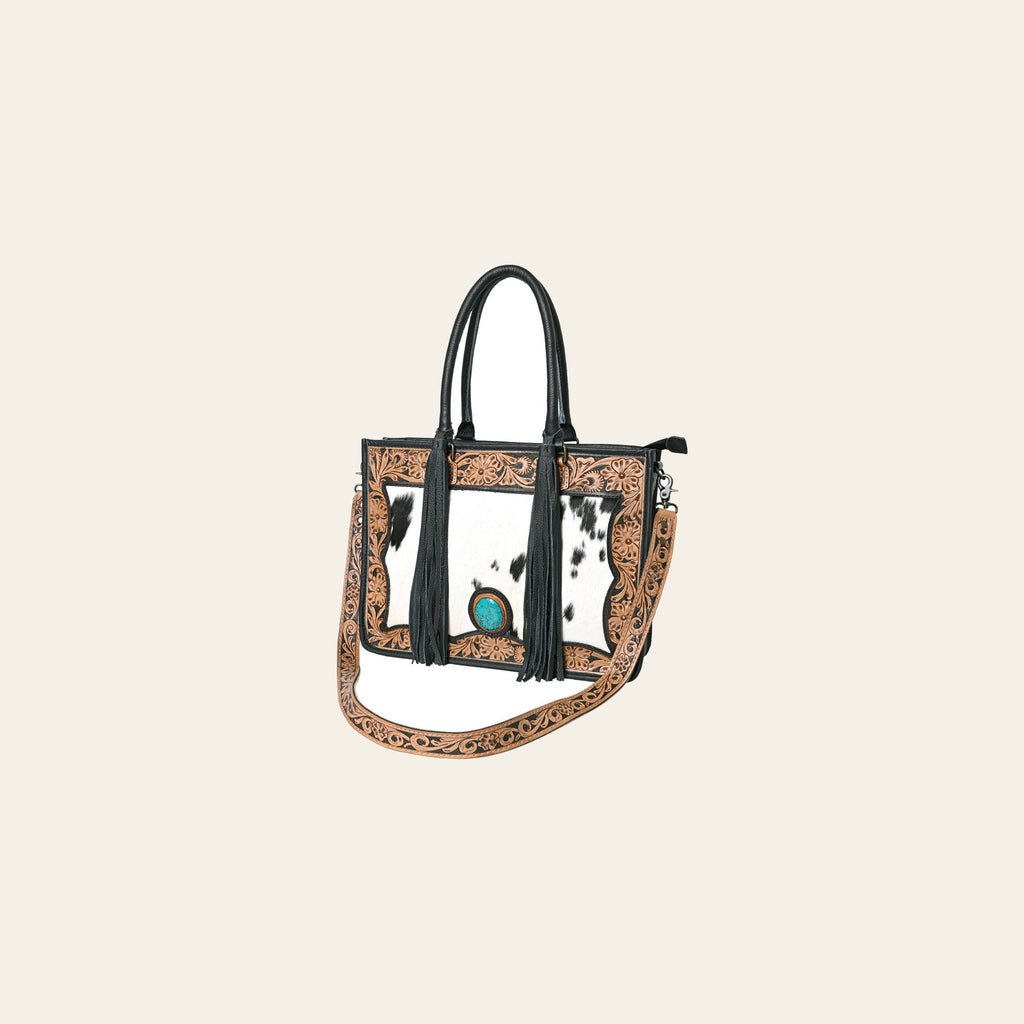 OHLAY KBG245 TOTE Hand Tooled Hair-on Genuine Leather women bag western handbag purse