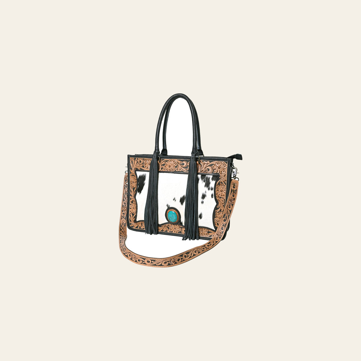 OHLAY KBG245 TOTE Hand Tooled Hair-on Genuine Leather women bag western handbag purse