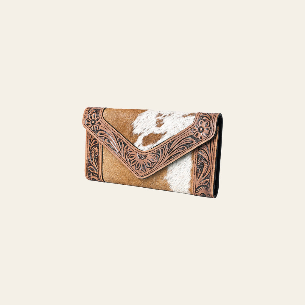 OHLAY Coin Purse Hand Tooled Hair-On Genuine Leather Women Bag Western Handbag | for Cute