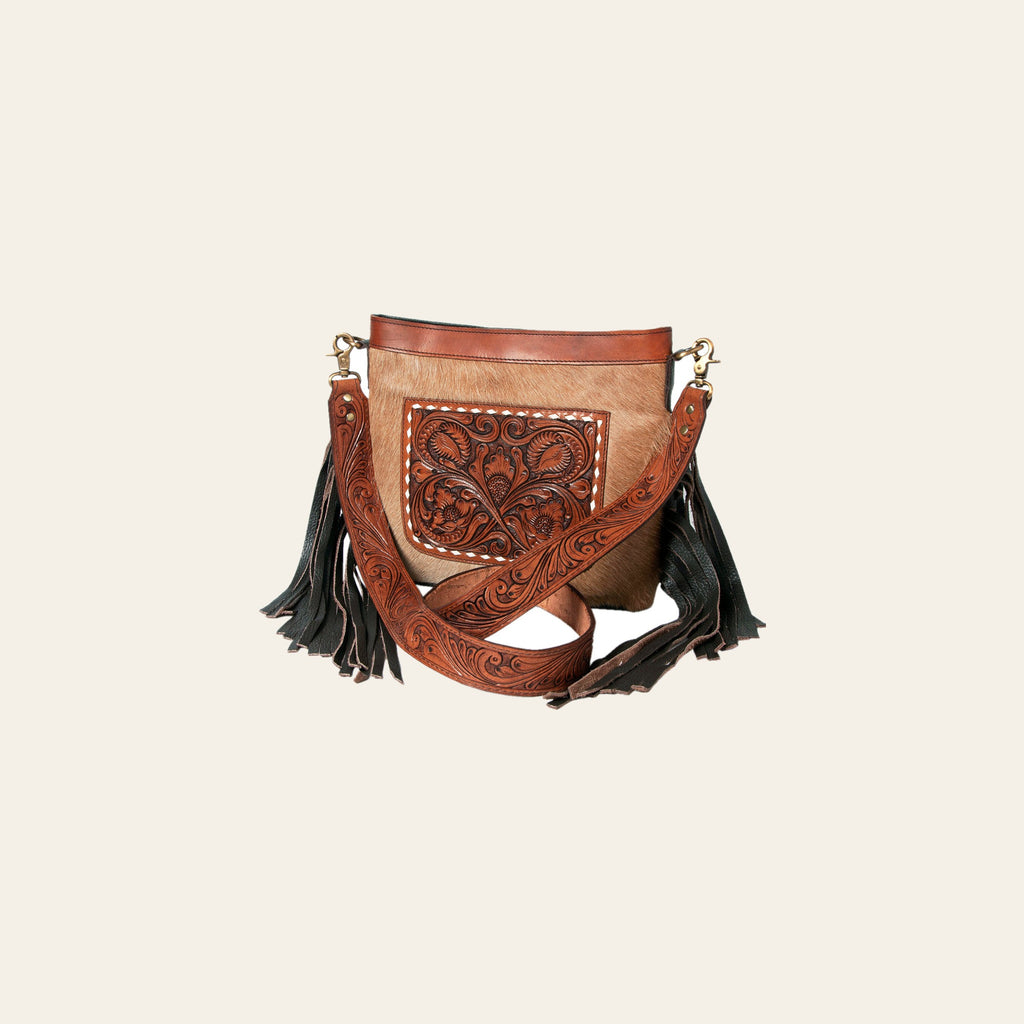OHLAY Hobo Hand Tooled Hair-On Genuine Leather Women Bag Western Handbag Purse | Womens Handbags Belt for Summer