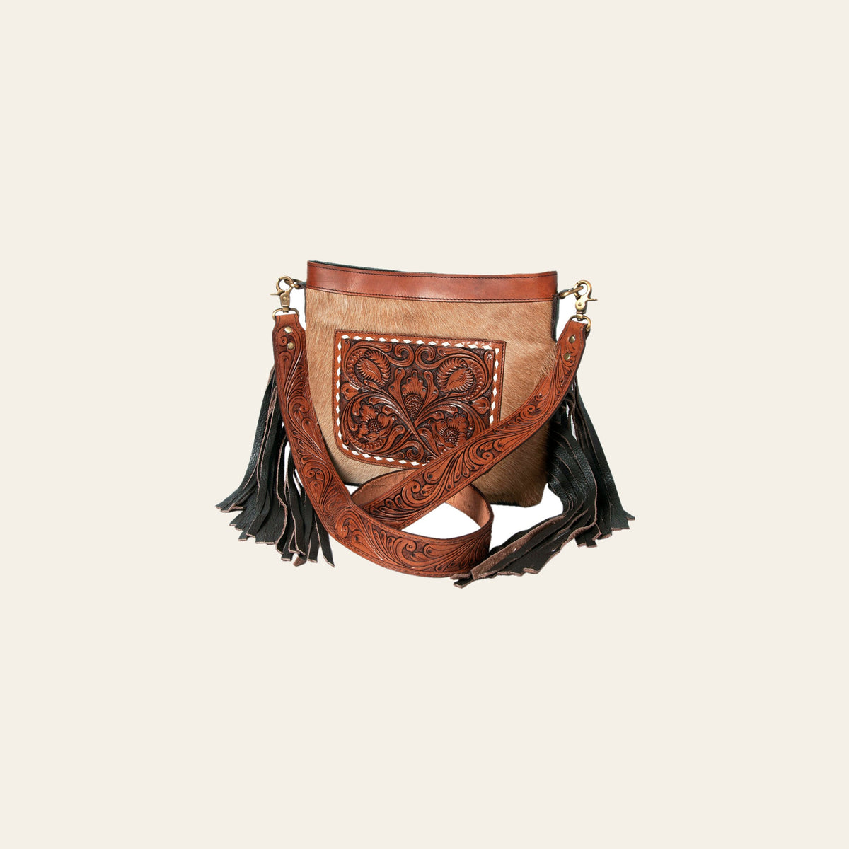 OHLAY Hobo Hand Tooled Hair-On Genuine Leather Women Bag Western Handbag Purse | Womens Handbags Belt for Summer
