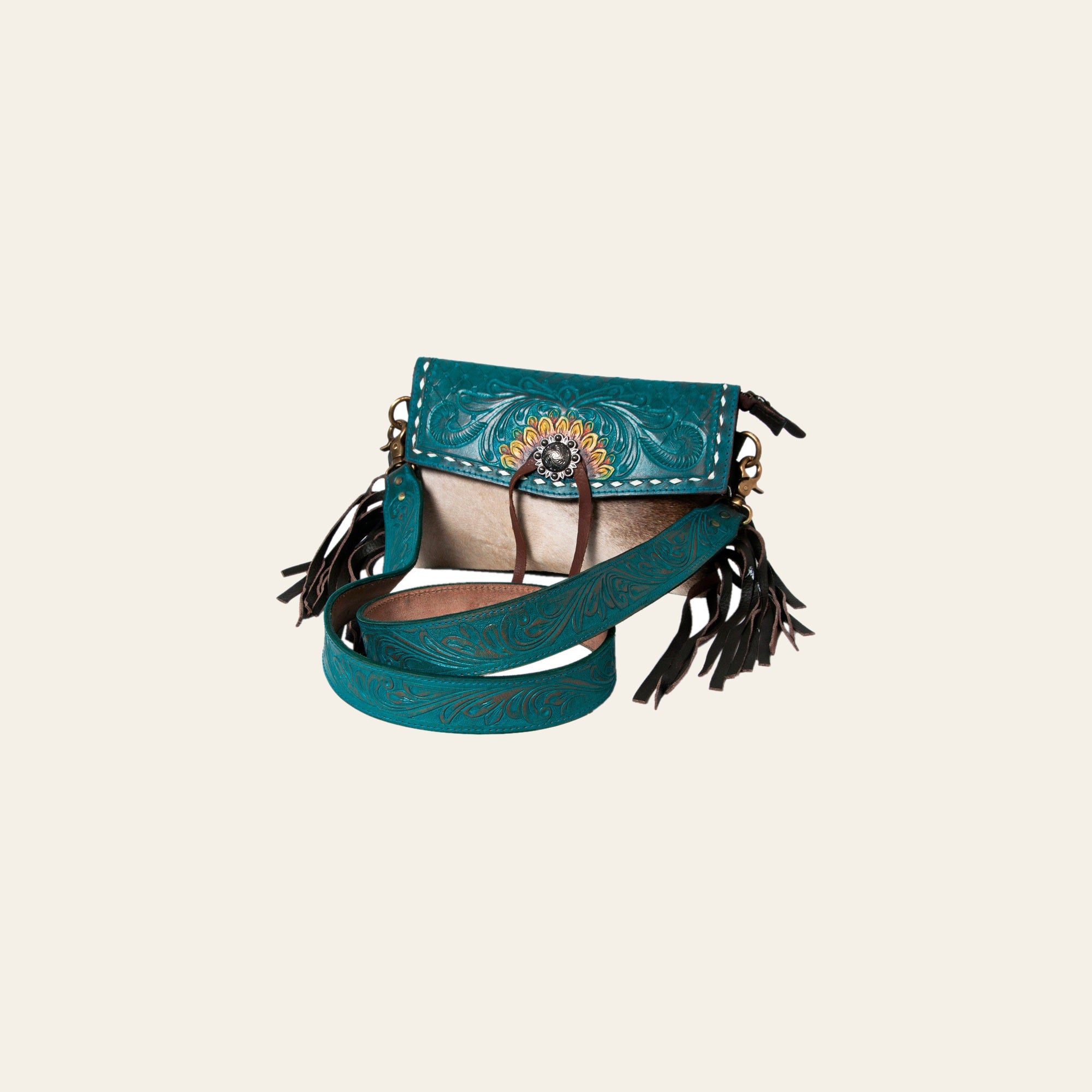 OHLAY Clutch Hand Tooled Hair on Genuine Leather Western Women Bag Handbag Purse | Purses for Cute