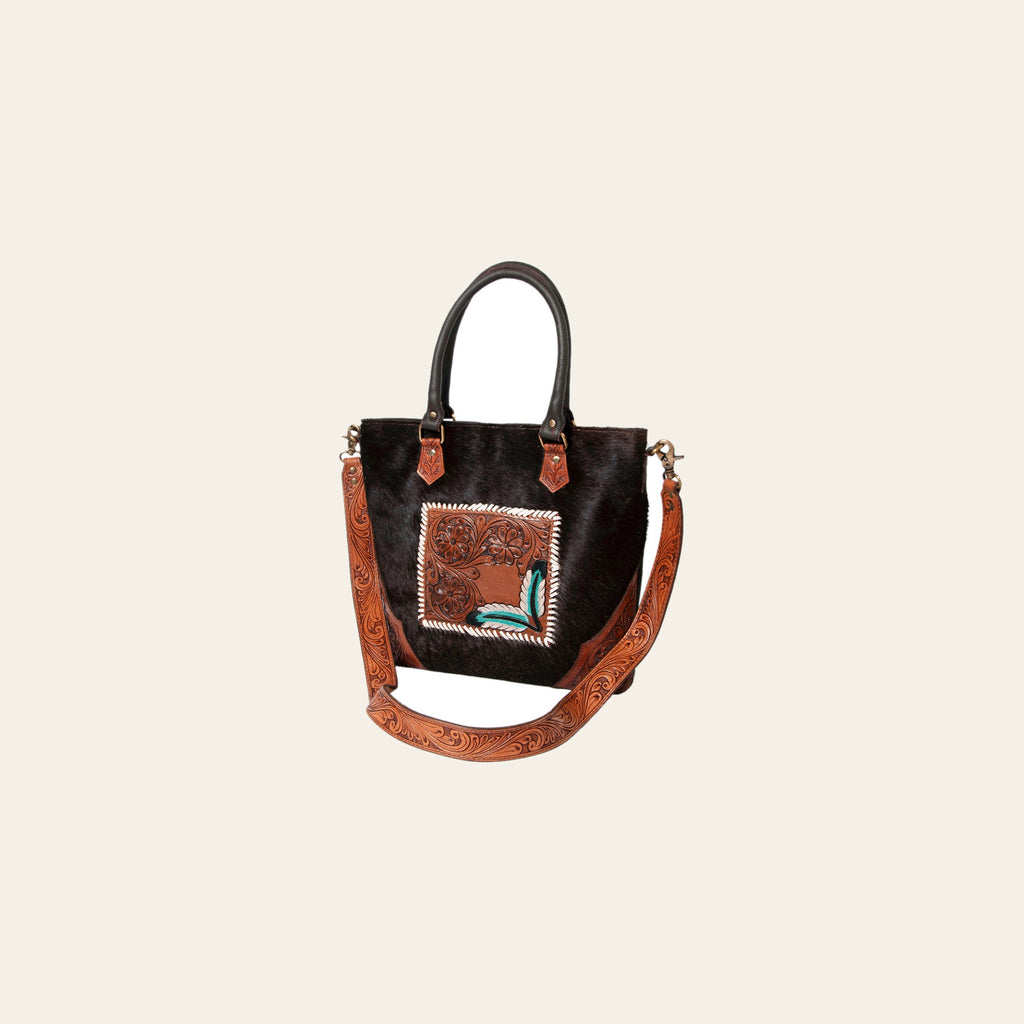 OHLAY KBK127 TOTE Hand Tooled Hair-on Genuine Leather women bag western handbag purse