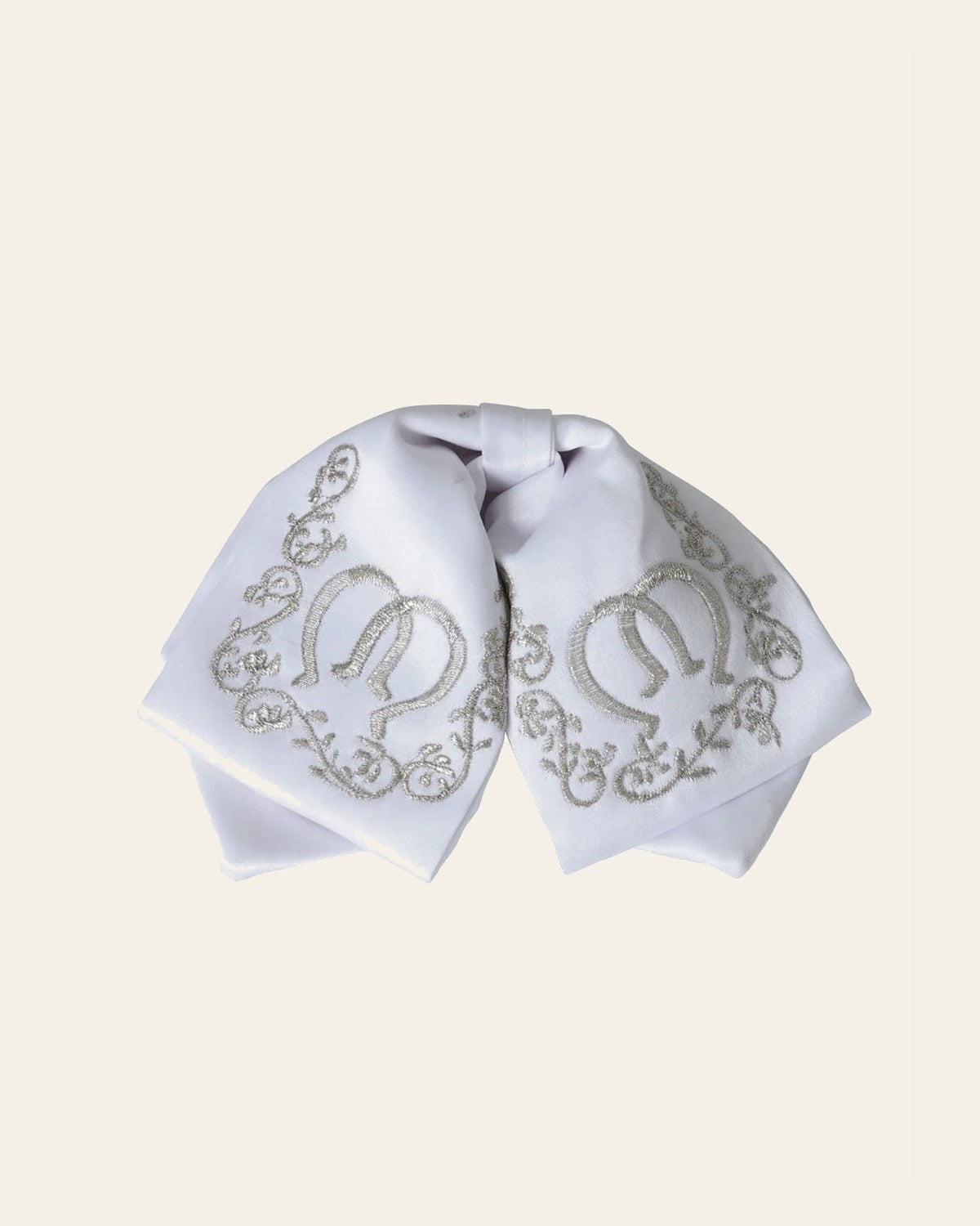 Kids Mexican Charro Bow Tie 100% Polyester White/Silver 600397 on a warm cream background