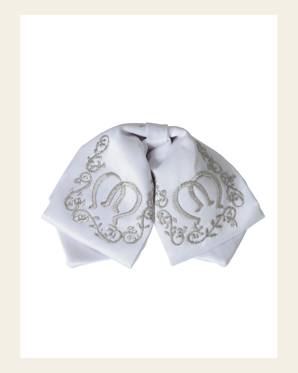 Kids Mexican Charro Bow Tie 100% Polyester White/Silver 600397 on a warm cream background