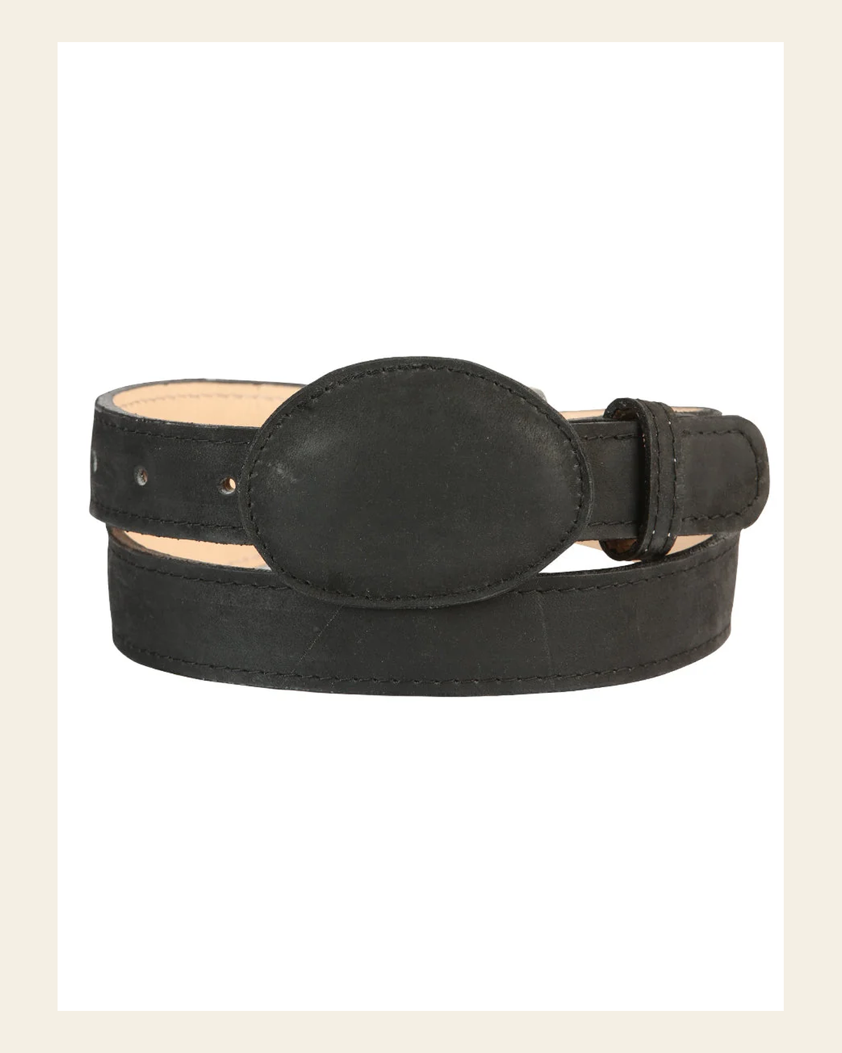 Kids Western Belt - El General Nobuck Black 45441 on a warm cream background