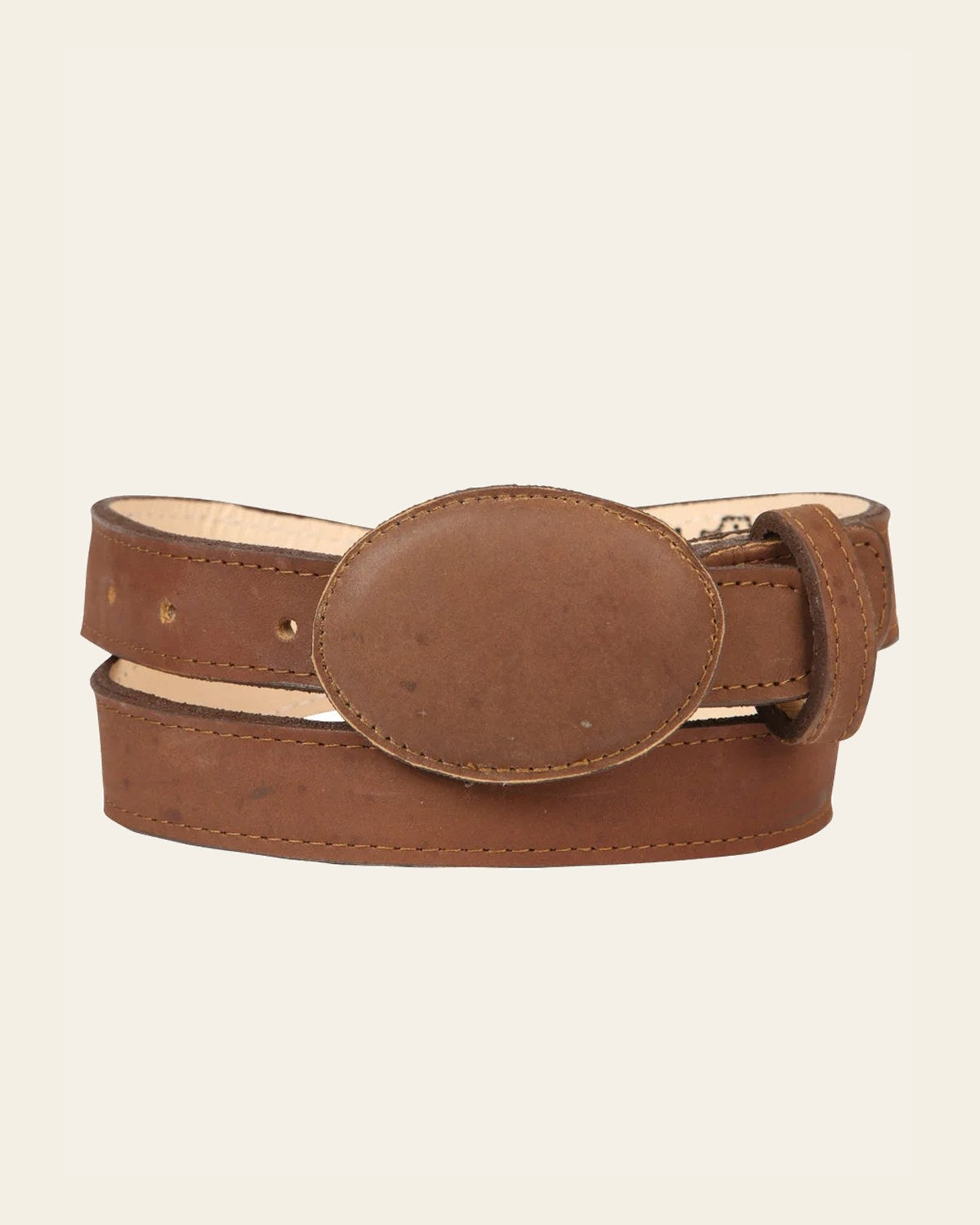 Kids Western Belt - El General Nobuck Roble 45443 on a warm cream background