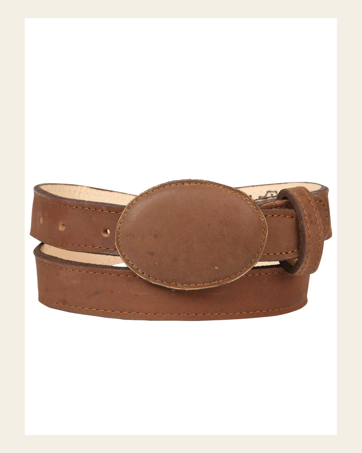 Kids Western Belt - El General Nobuck Roble 45443 on a warm cream background