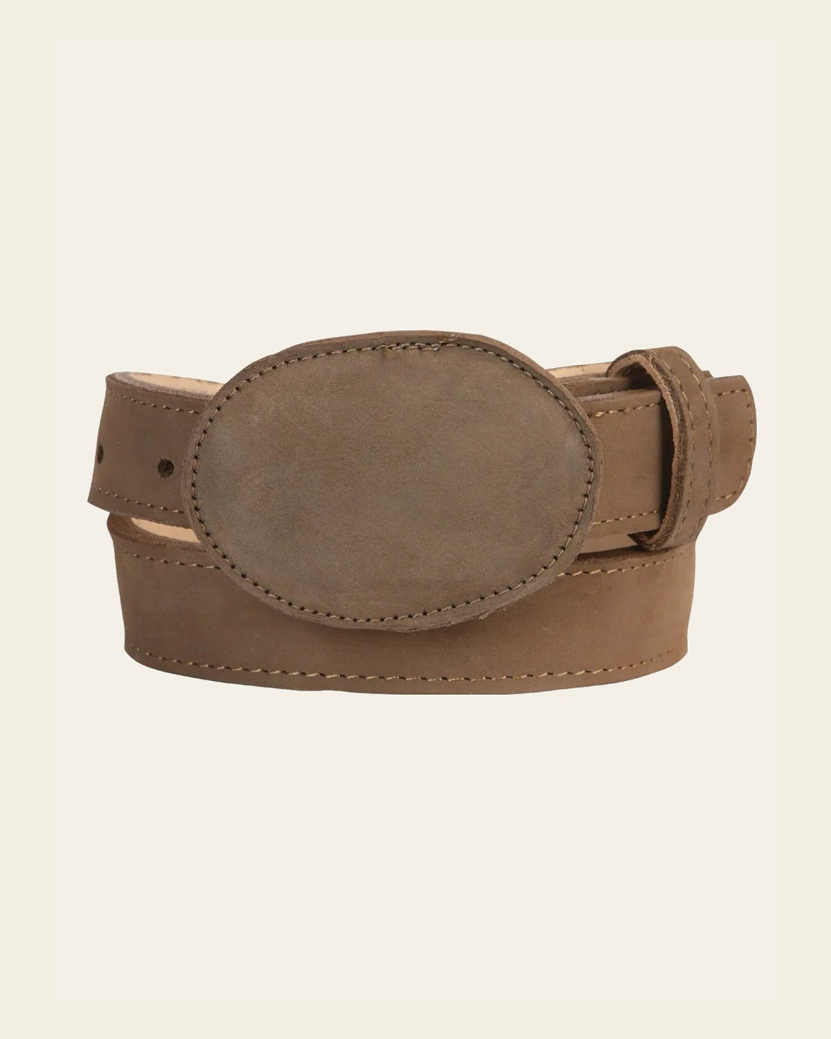 Kids Western Belt - El General Nobuck Topo 45442 on a warm cream background