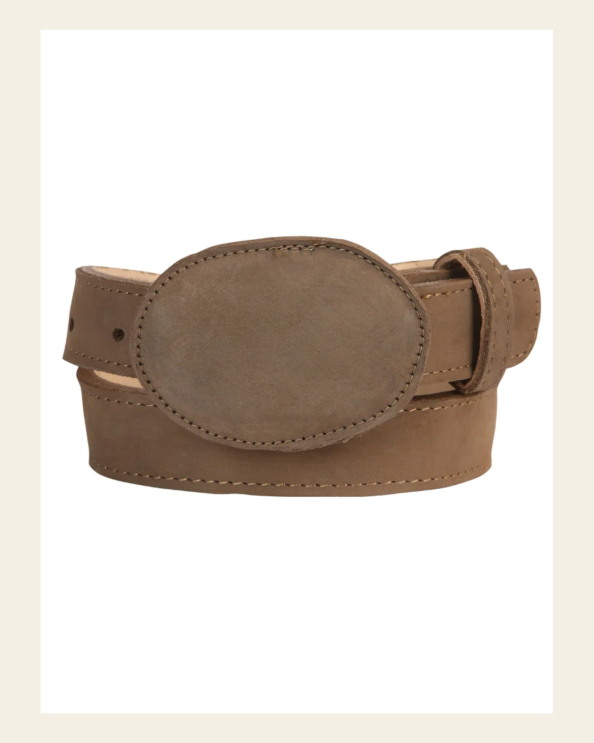 Kids Western Belt - El General Nobuck Topo 45442 on a warm cream background