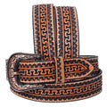 Hilason Hand-Tooled Western Leather Belt – Embossed Pattern with Engraved Buckle