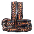 Hilason Hand-Tooled Western Leather Belt – Embossed Pattern with Engraved Buckle