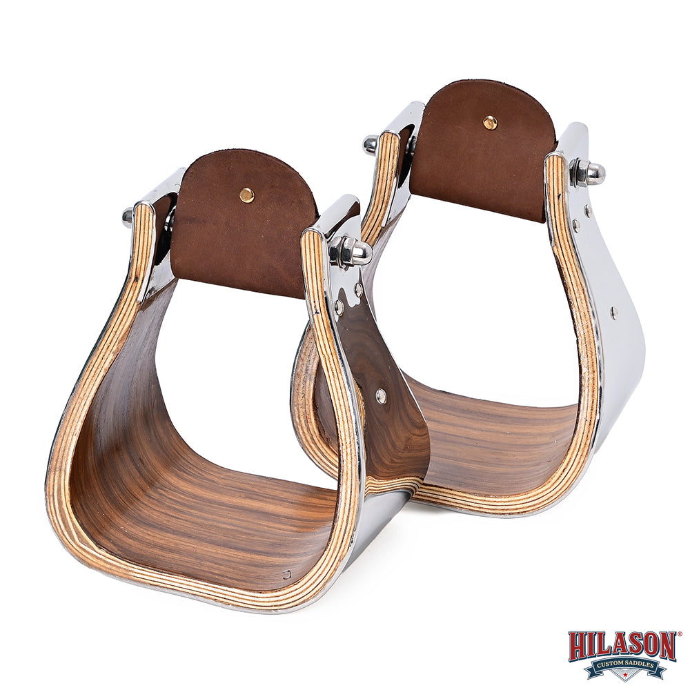 Hilason Premium Western Wooden Stirrups with Polished Metal Frame – Durable & Stylish Riding Tack