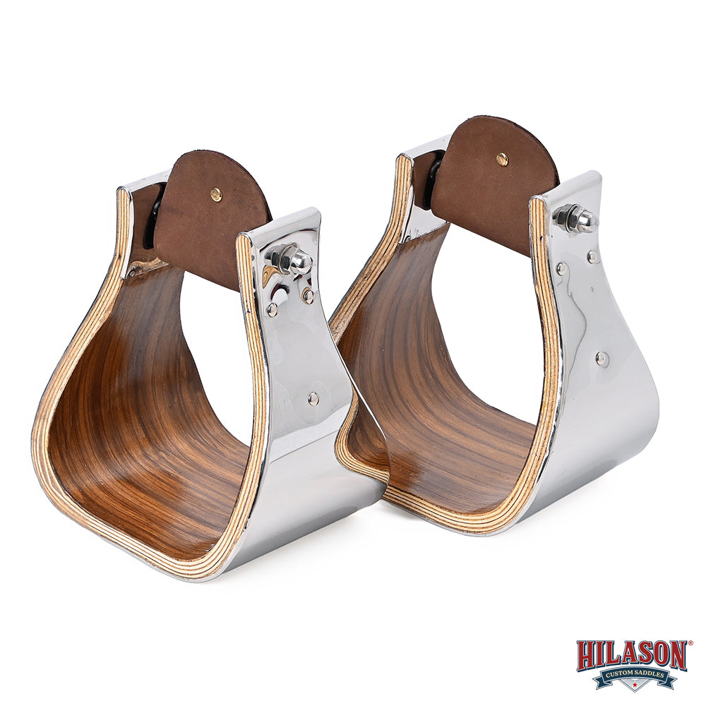 Hilason Premium Western Wooden Stirrups with Polished Metal Frame – Durable & Stylish Riding Tack