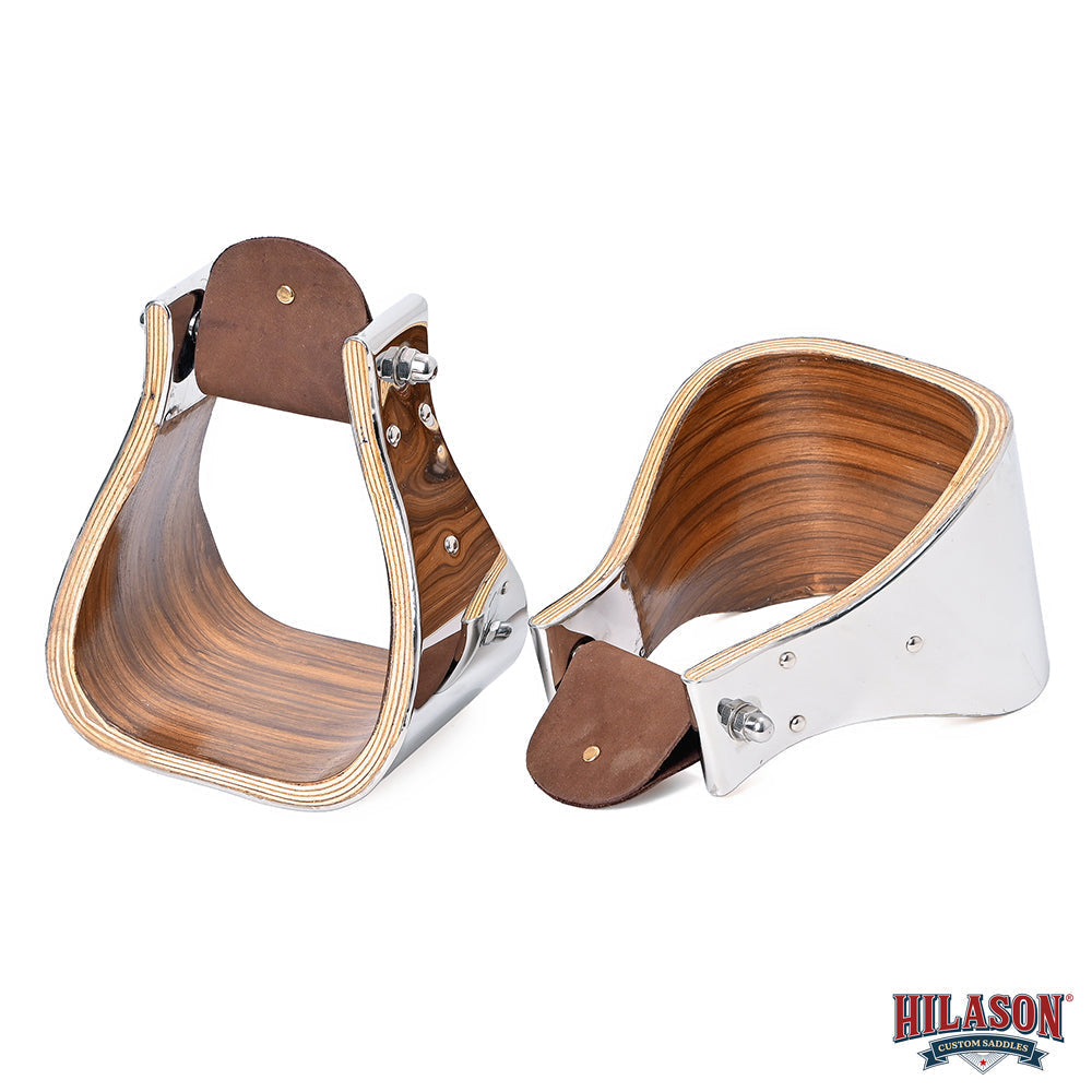 Hilason Premium Western Wooden Stirrups with Polished Metal Frame – Durable & Stylish Riding Tack