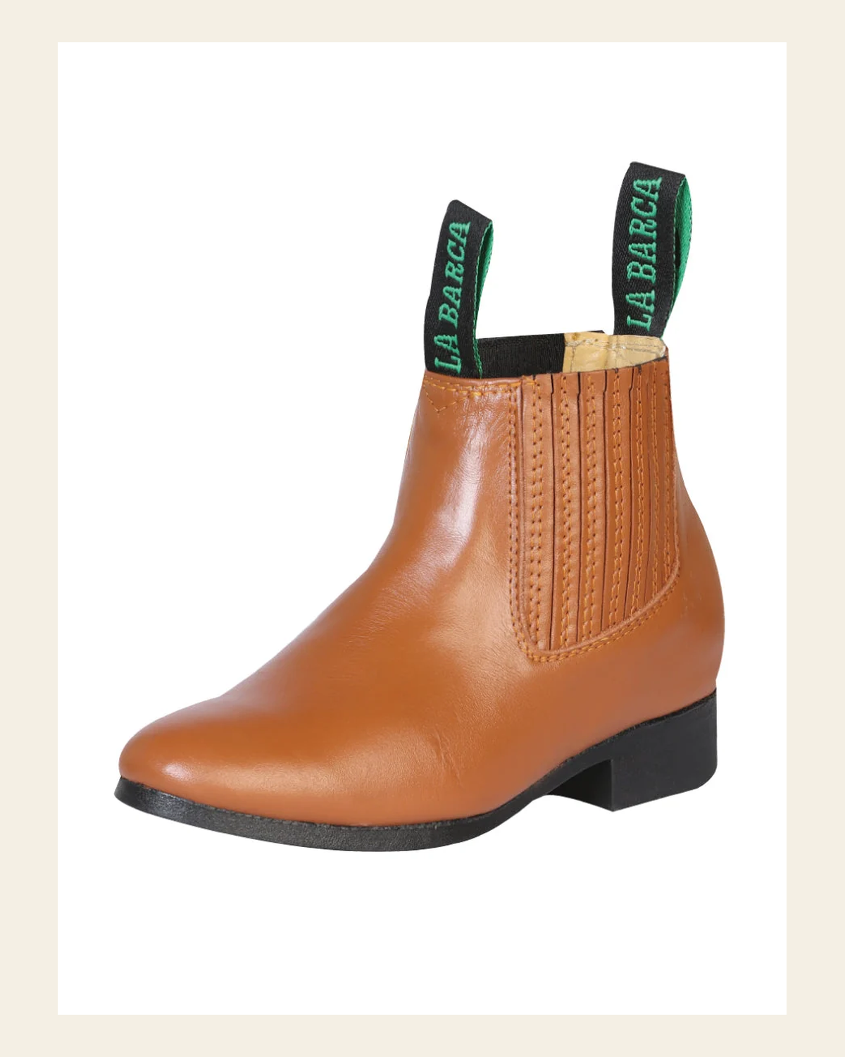 La Barca Kids Charro Leather Ankle Cowboy Boot- Honey 33333 on a warm cream background