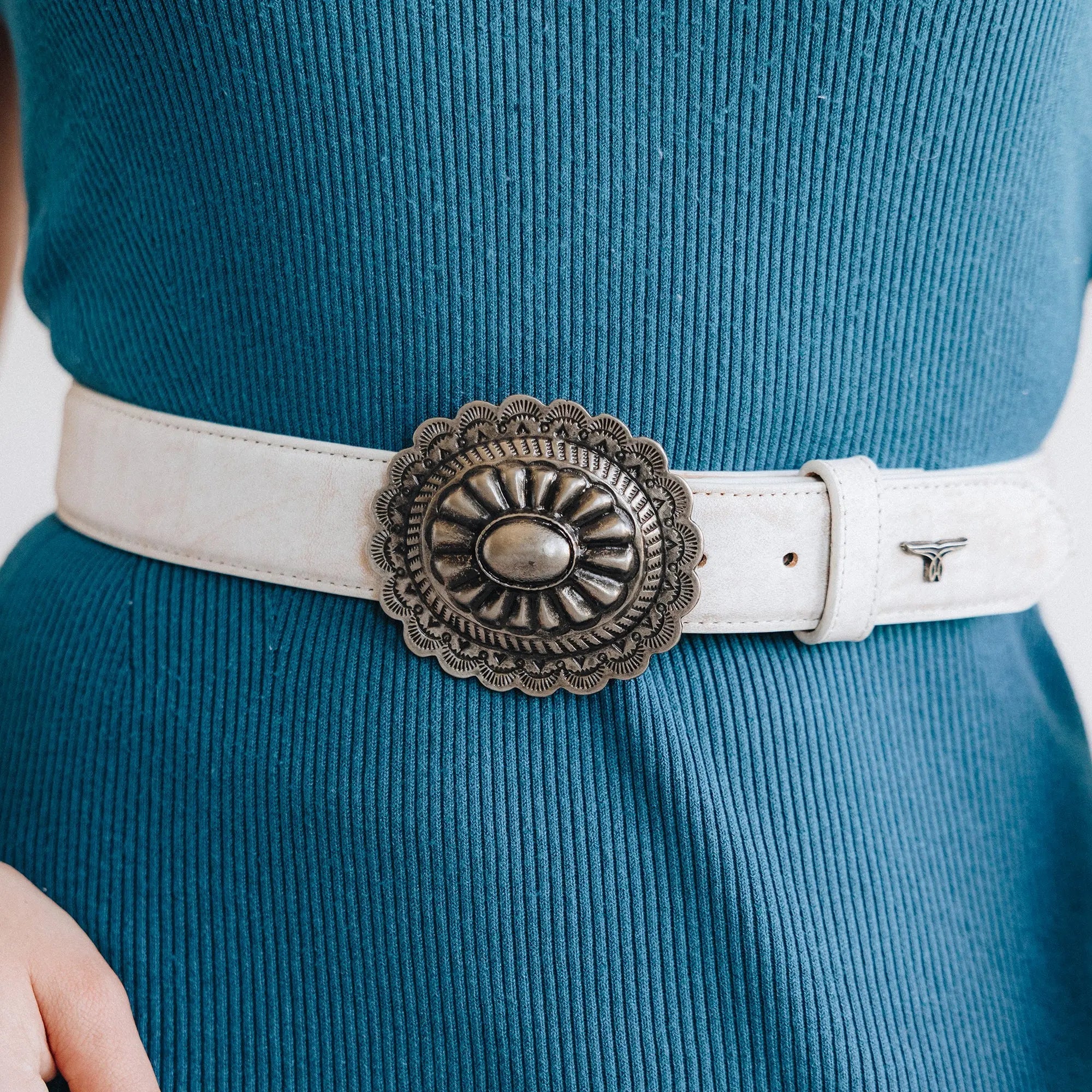 1.5 Woven Braided Belt with Round Buckle - Ceramic Crackle
