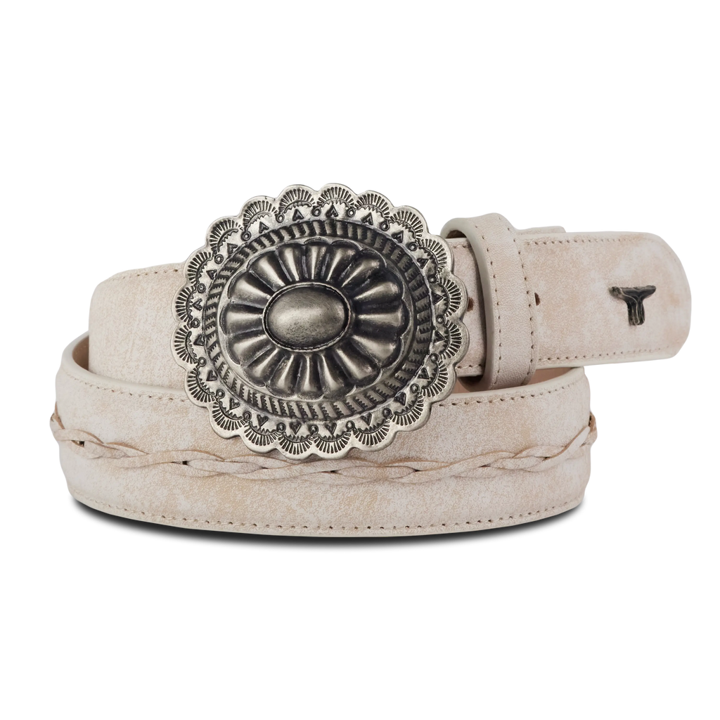 1.5 Woven Braided Belt with Round Buckle - Ceramic Crackle