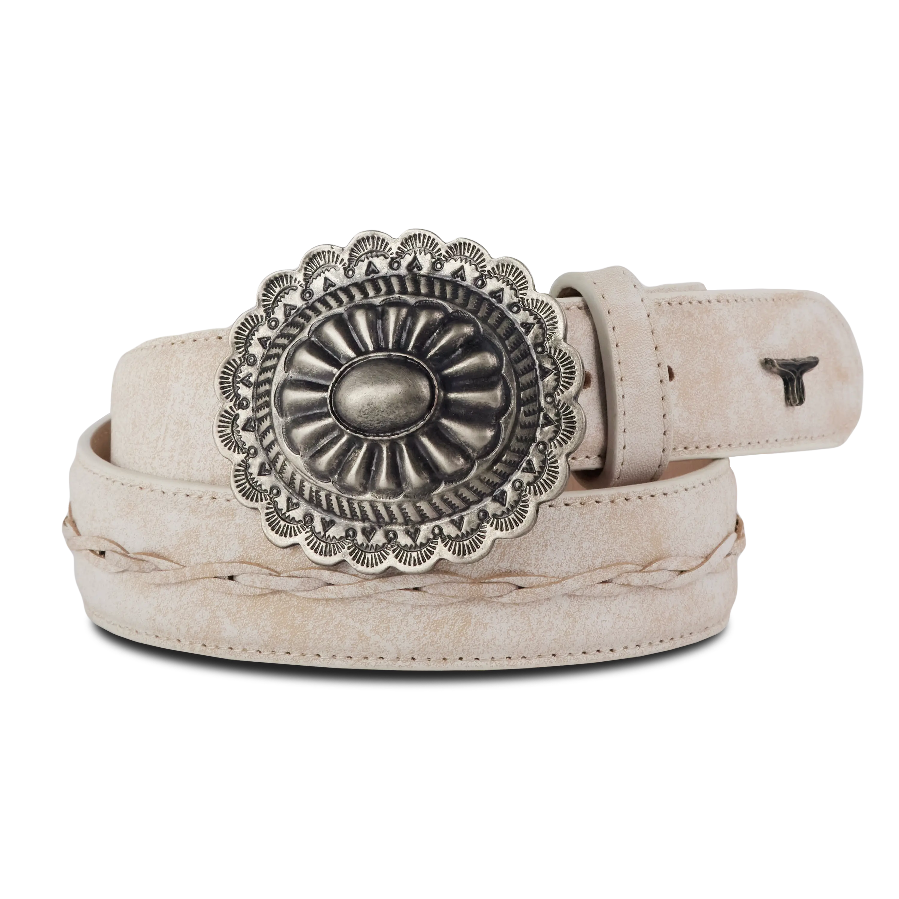 1.5 Woven Braided Belt with Round Buckle - Ceramic Crackle