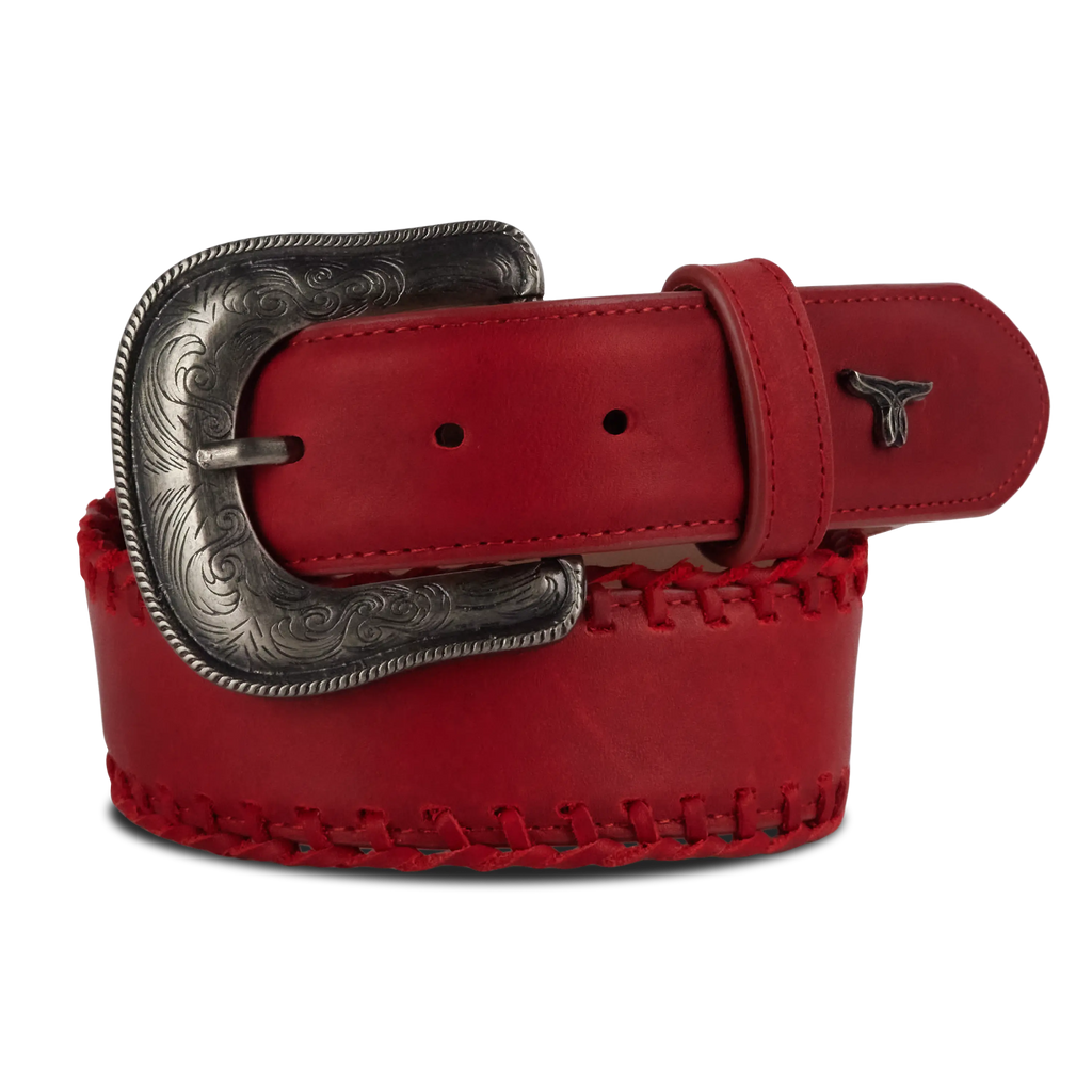 1.5 Woven Laced Belt with Single Buckle - Smoldering Ruby