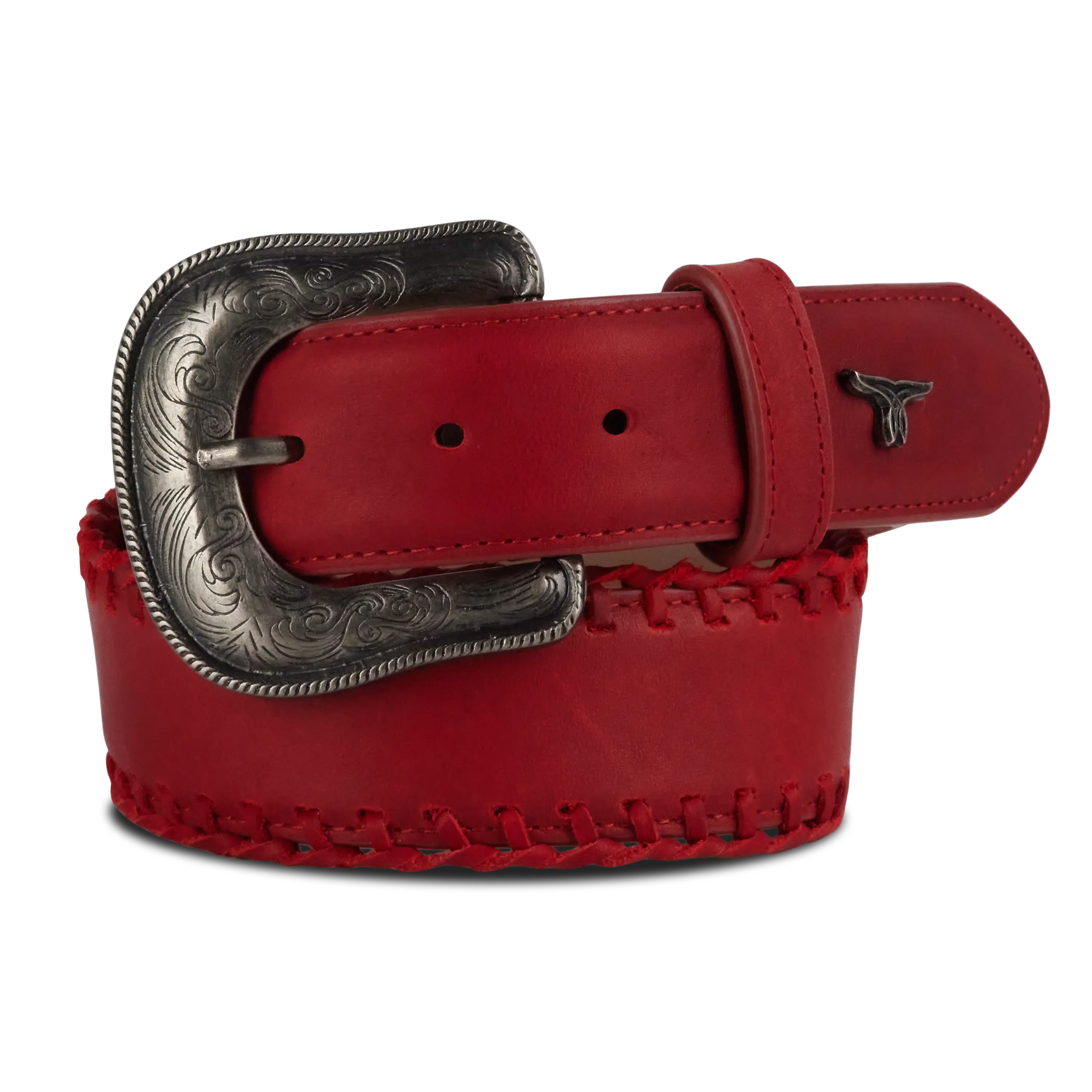 1.5 Woven Laced Belt with Single Buckle - Smoldering Ruby