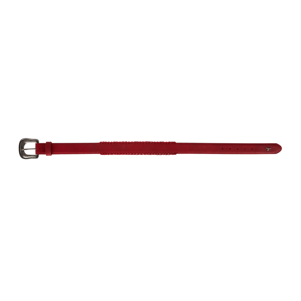 1.5 Woven Laced Belt with Single Buckle - Smoldering Ruby