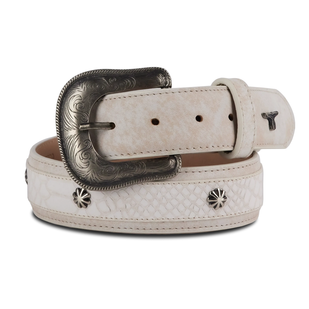 1.5 Overlay Showdown Belt with Conchos and Single Buckle - Ceramic Crackle