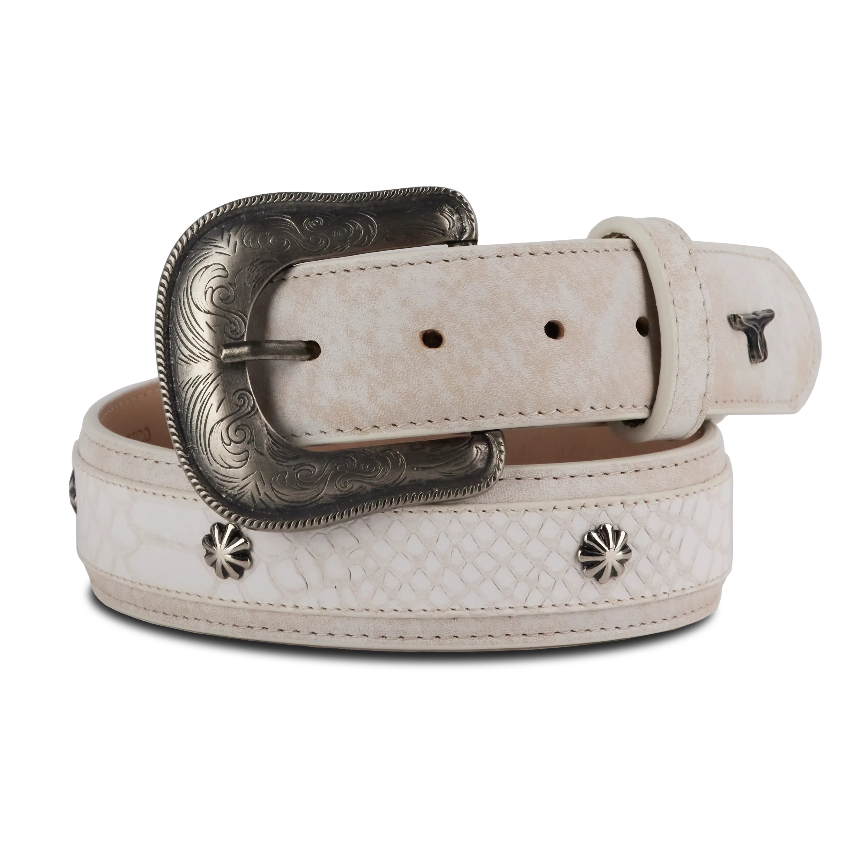 1.5 Overlay Showdown Belt with Conchos and Single Buckle - Ceramic Crackle