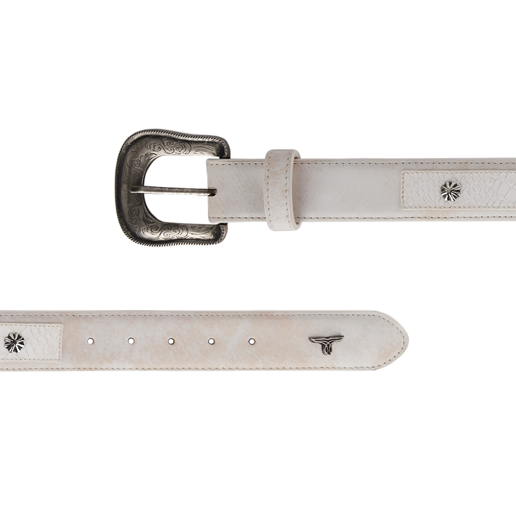 1.5 Overlay Showdown Belt with Conchos and Single Buckle - Ceramic Crackle