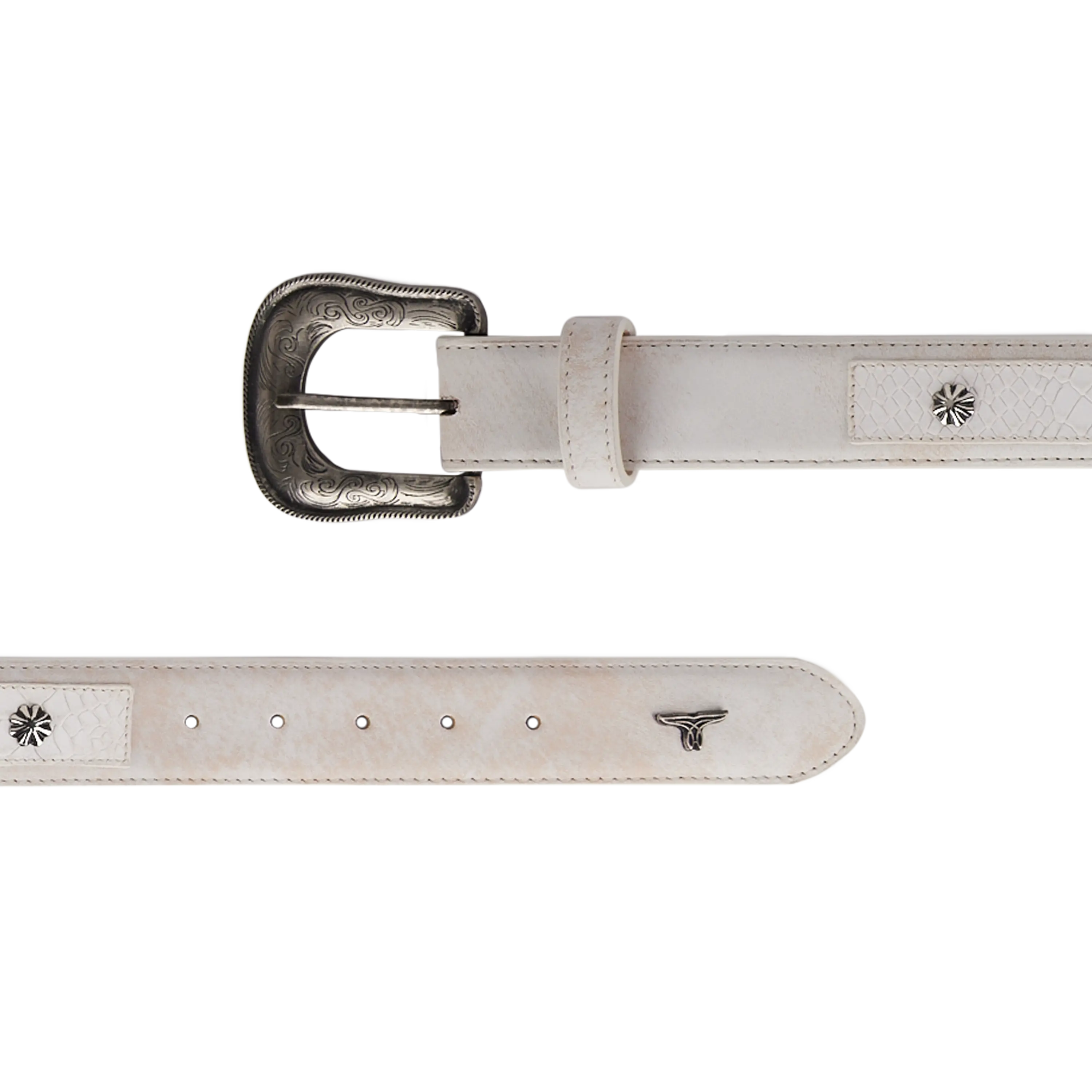 1.5 Overlay Showdown Belt with Conchos and Single Buckle - Ceramic Crackle