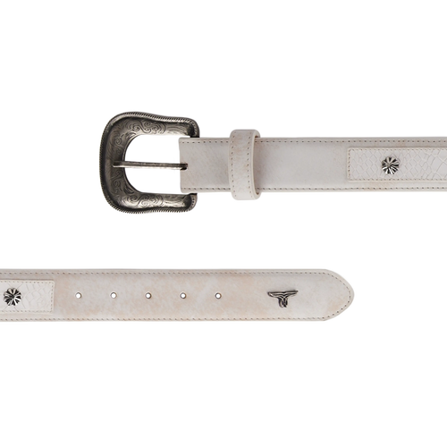 1.5 Overlay Showdown Belt with Conchos and Single Buckle - Ceramic Crackle