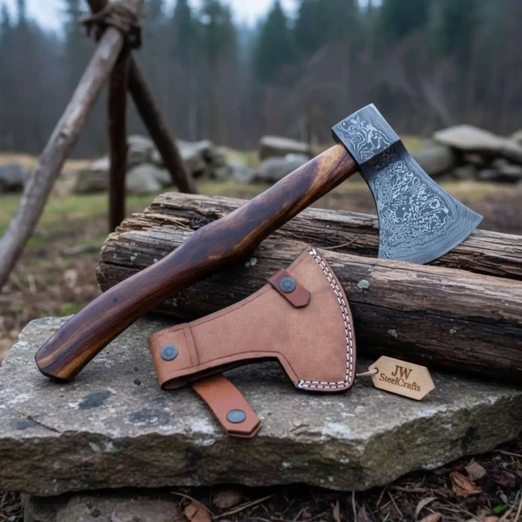 Damascus Skeggox Bearded Viking Axe with Hardwood Handle