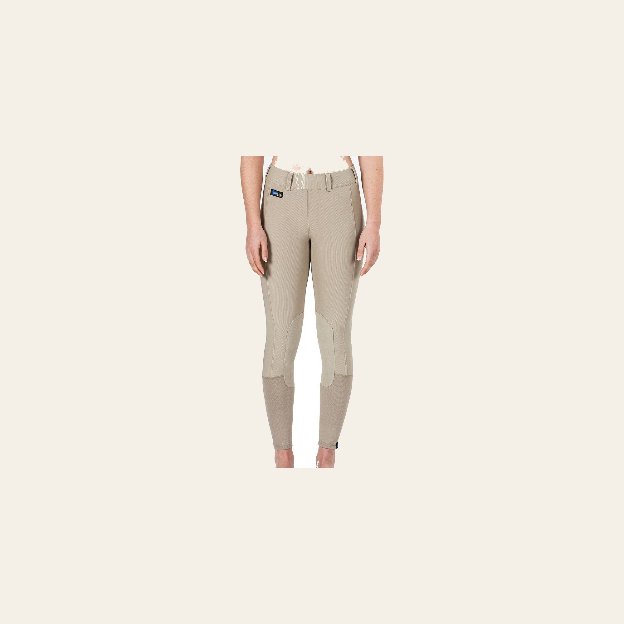Large Irideon Cadence Stretch Knee Patch Horse Riding Regular Breech Classic Tan