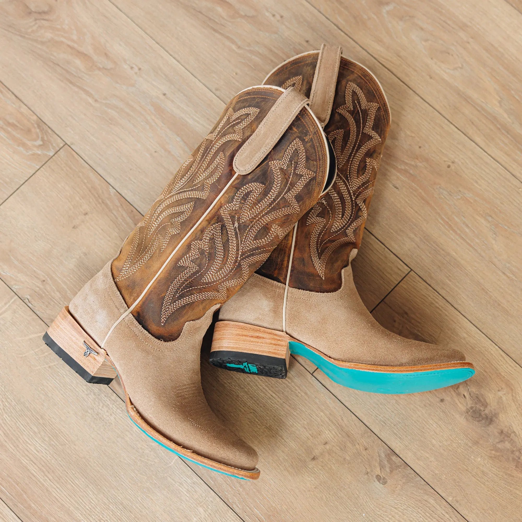 Classic Square Boot - Latte Suede and Burnt Caramel