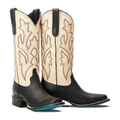 Classic Square Boot - Jet Black and Pale Ivory