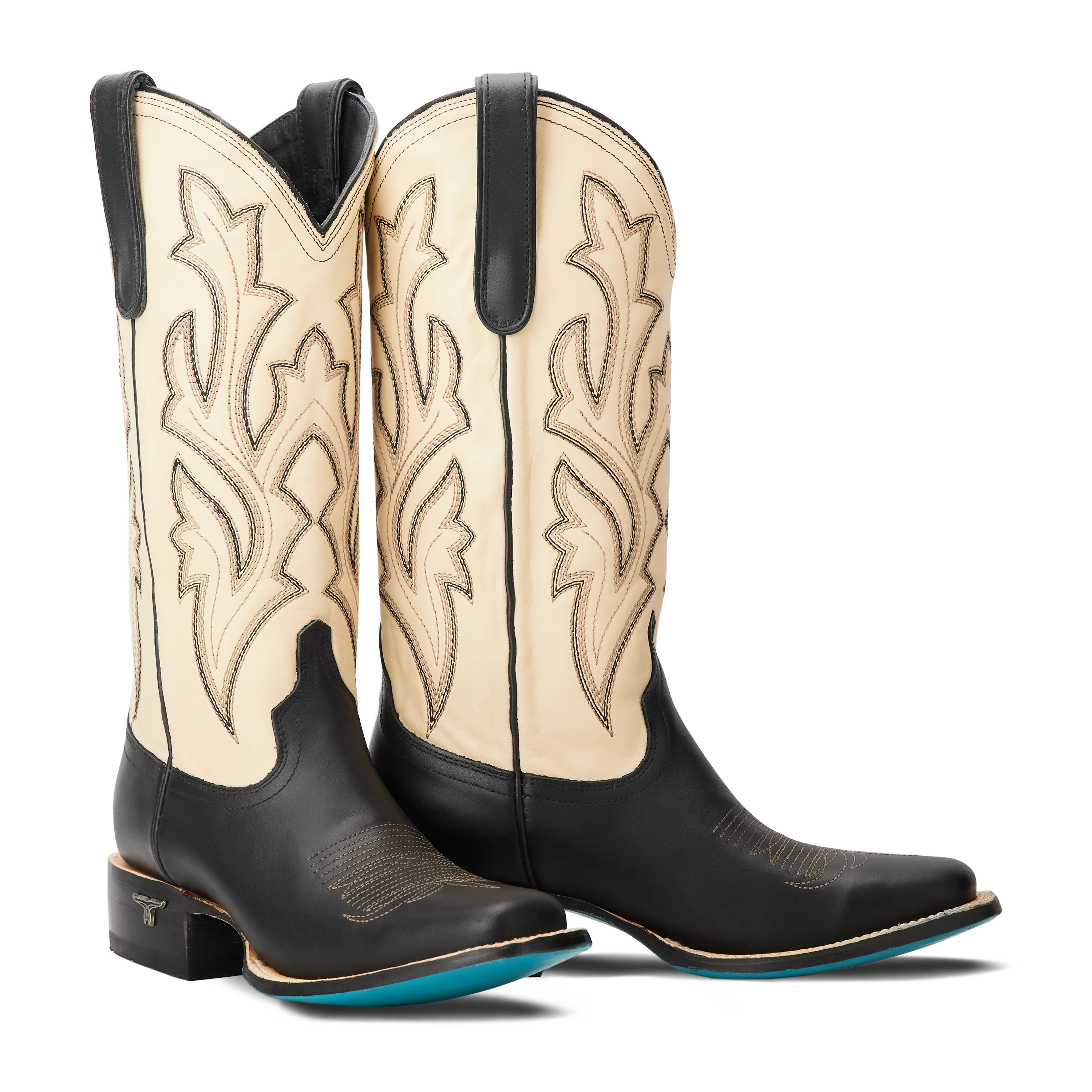 Classic Square Boot - Jet Black and Pale Ivory