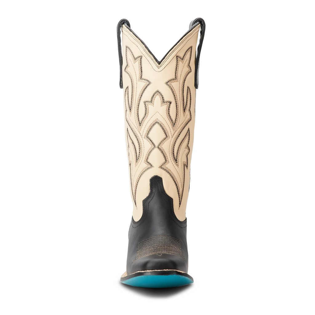 Classic Square Boot - Jet Black and Pale Ivory